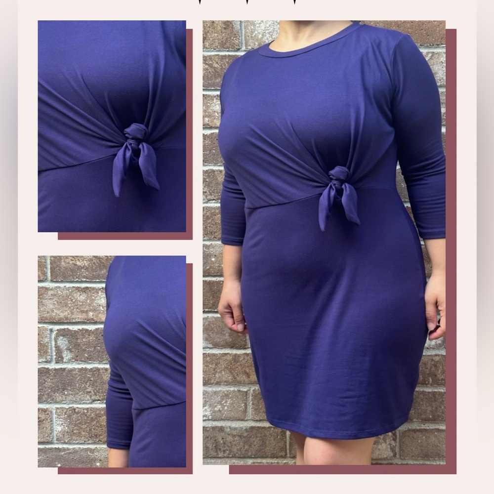 Jun & Ivy Dress. 3/4 sleeve. Purple. MEDIUM